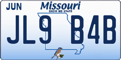 MO license plate JL9B4B