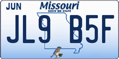 MO license plate JL9B5F