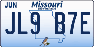 MO license plate JL9B7E