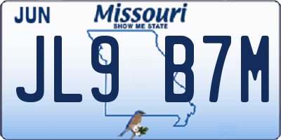 MO license plate JL9B7M