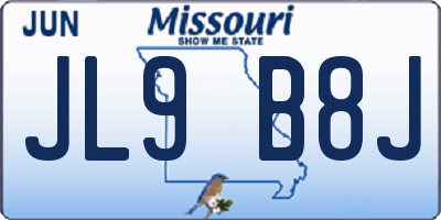 MO license plate JL9B8J