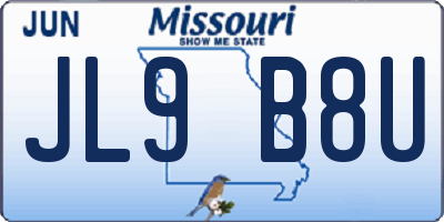 MO license plate JL9B8U