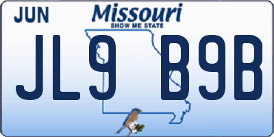 MO license plate JL9B9B