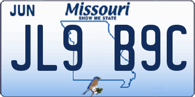 MO license plate JL9B9C