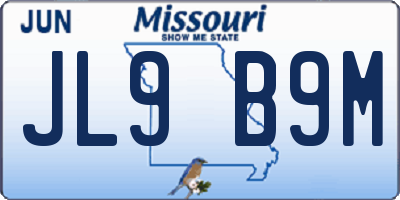 MO license plate JL9B9M