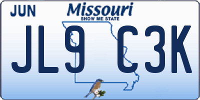 MO license plate JL9C3K