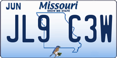 MO license plate JL9C3W