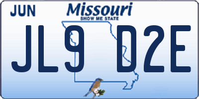 MO license plate JL9D2E