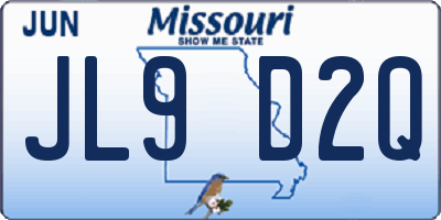 MO license plate JL9D2Q