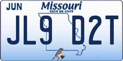 MO license plate JL9D2T