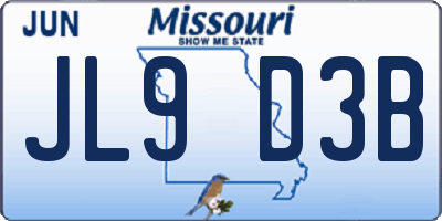 MO license plate JL9D3B