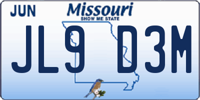 MO license plate JL9D3M