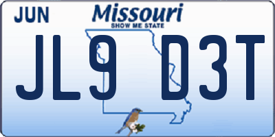 MO license plate JL9D3T