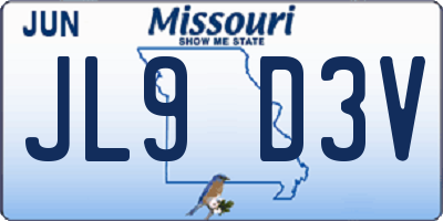 MO license plate JL9D3V