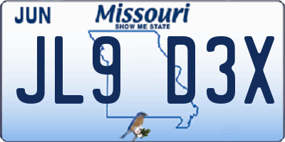 MO license plate JL9D3X