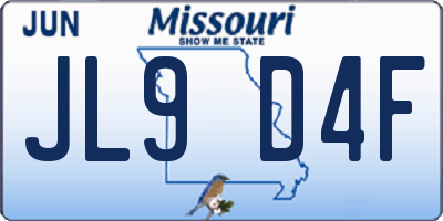 MO license plate JL9D4F