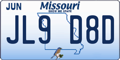 MO license plate JL9D8D