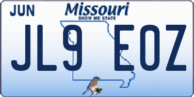 MO license plate JL9E0Z