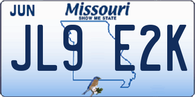 MO license plate JL9E2K