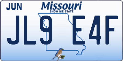 MO license plate JL9E4F