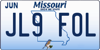MO license plate JL9F0L