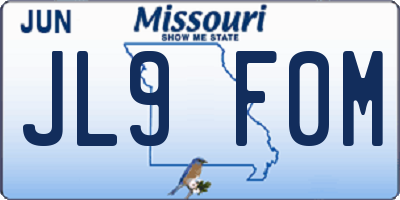 MO license plate JL9F0M