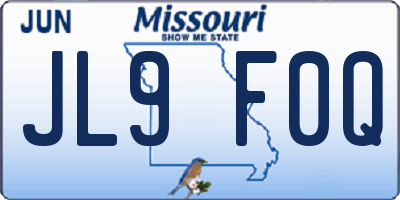 MO license plate JL9F0Q