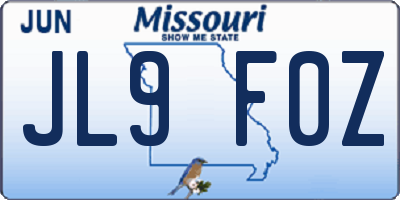 MO license plate JL9F0Z