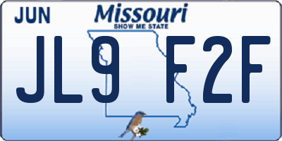MO license plate JL9F2F