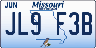 MO license plate JL9F3B