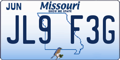 MO license plate JL9F3G