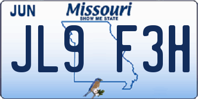 MO license plate JL9F3H