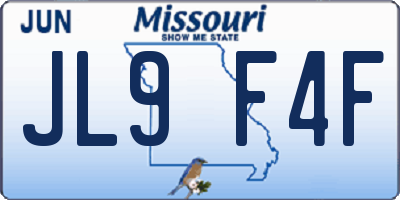 MO license plate JL9F4F