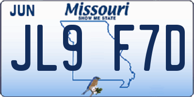 MO license plate JL9F7D