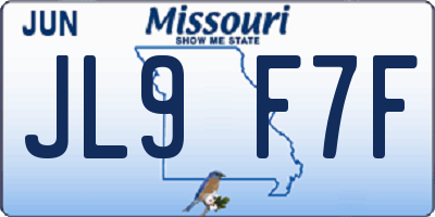 MO license plate JL9F7F