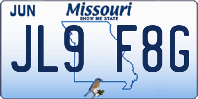 MO license plate JL9F8G