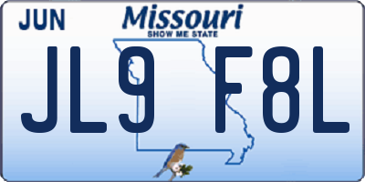MO license plate JL9F8L
