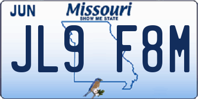 MO license plate JL9F8M