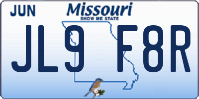 MO license plate JL9F8R
