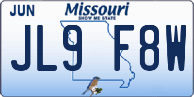 MO license plate JL9F8W
