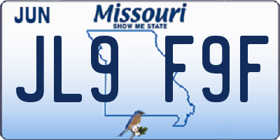 MO license plate JL9F9F