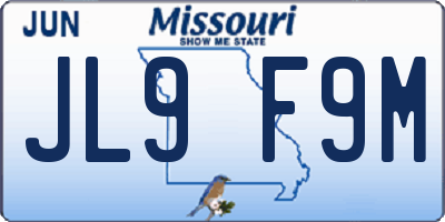 MO license plate JL9F9M