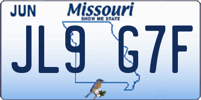 MO license plate JL9G7F