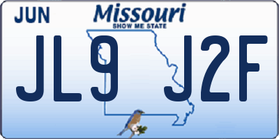 MO license plate JL9J2F