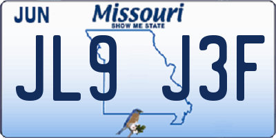 MO license plate JL9J3F