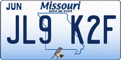 MO license plate JL9K2F