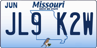 MO license plate JL9K2W