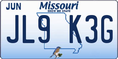 MO license plate JL9K3G