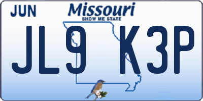 MO license plate JL9K3P