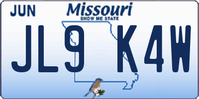 MO license plate JL9K4W